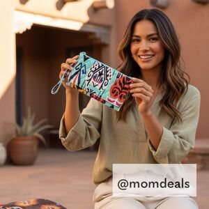 Vera Bradley All in One/ Three in One Large Trifold Wristlet Wallet Pueblo Teal